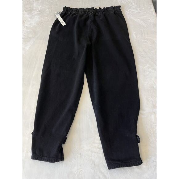 Culpos X Inc Women Paperbag Jeans 18 Black High Rise Elastic Waist Pockets NEW - Picture 3 of 11